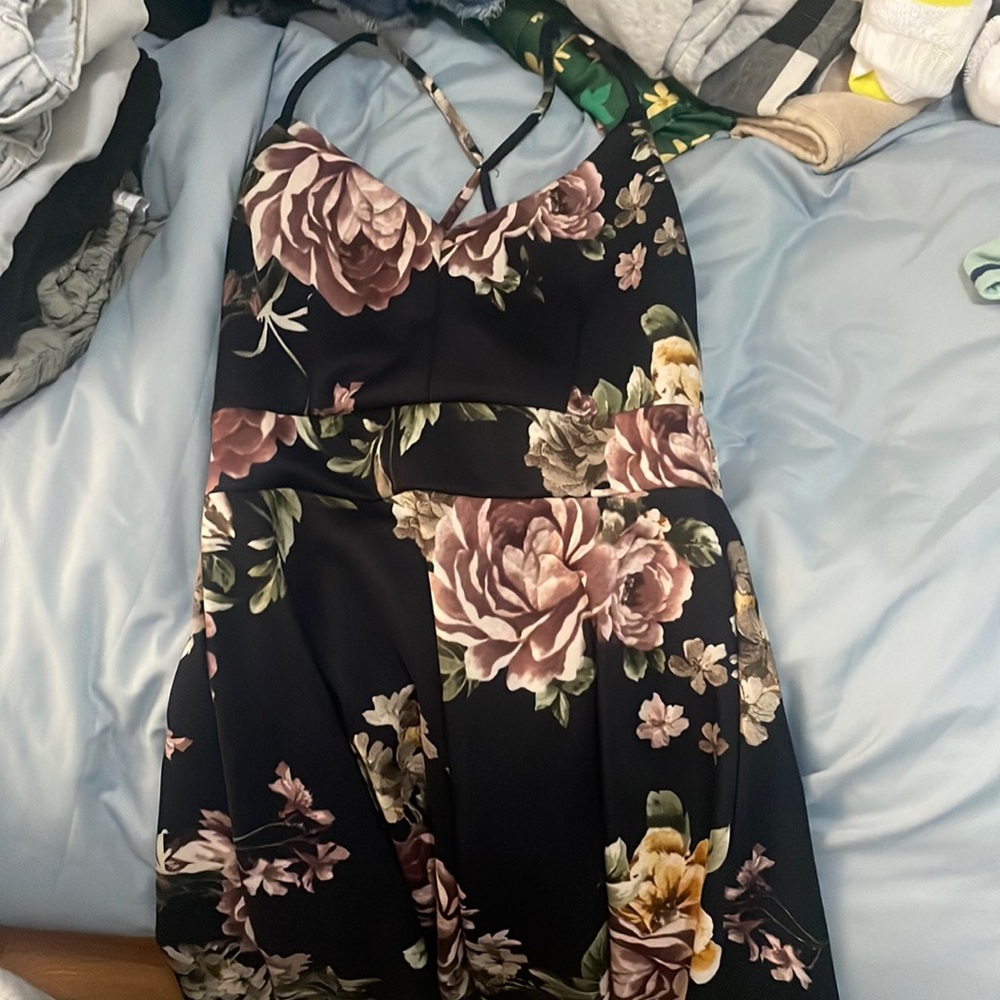 Floral Dark Blue Dress